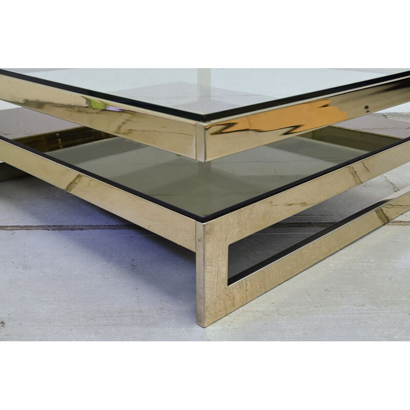 Vintage gold-plated coffee table by Belgo Chrome