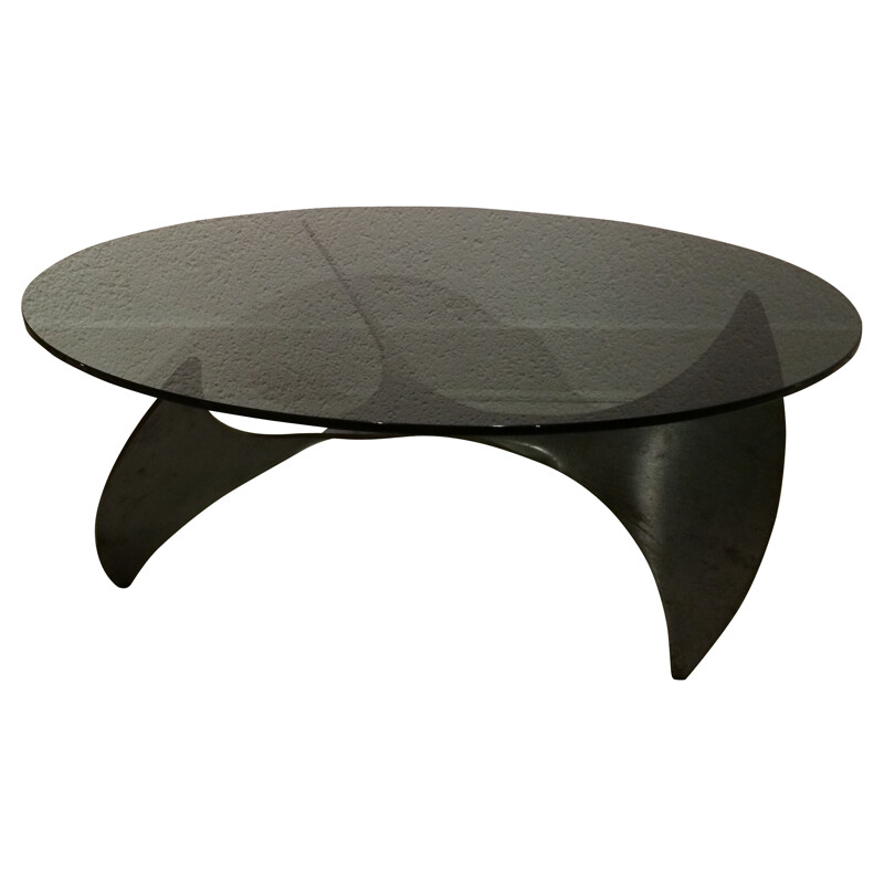 Propeller coffe table in smoked glass and metal, Ronald SCHMITT & Knut HESTERBERG - 1960s