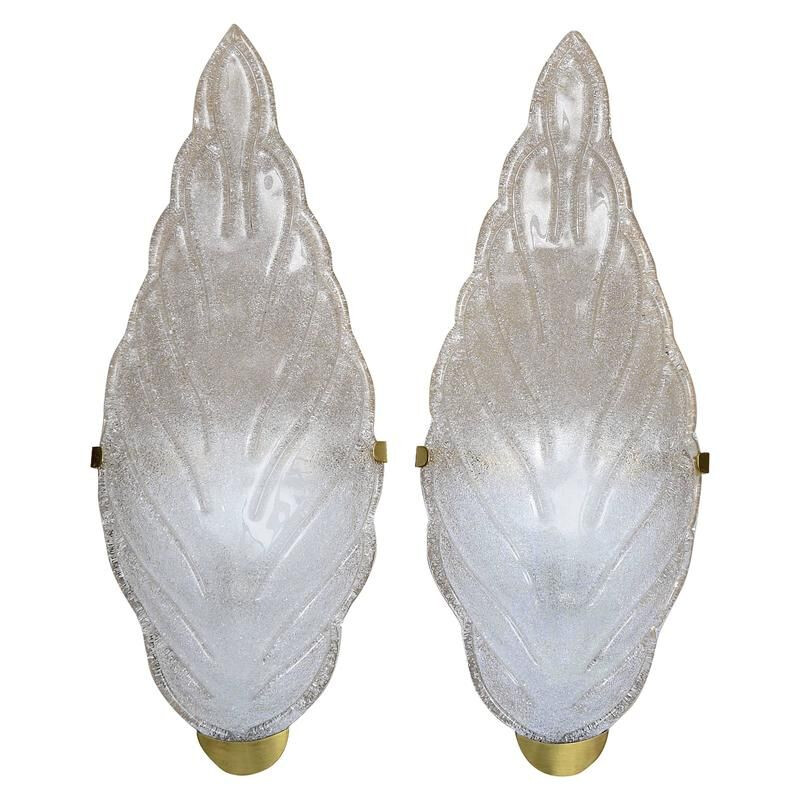 Set of 2 vintage wall lights in Murano glass