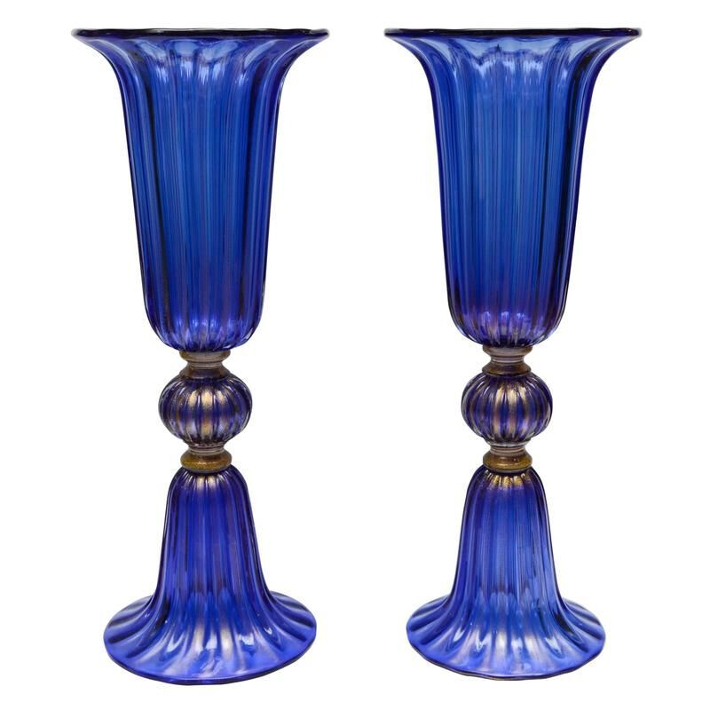 Suite de 2 vases vintage en verre de Murano par Toso