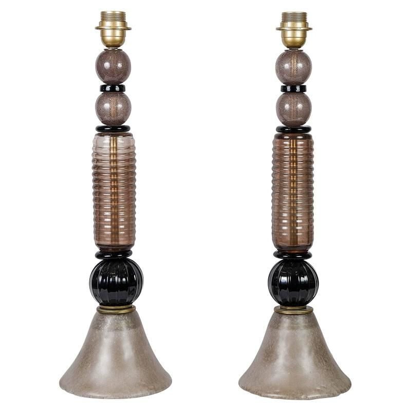 Pair of vintage Murano glass table lamps