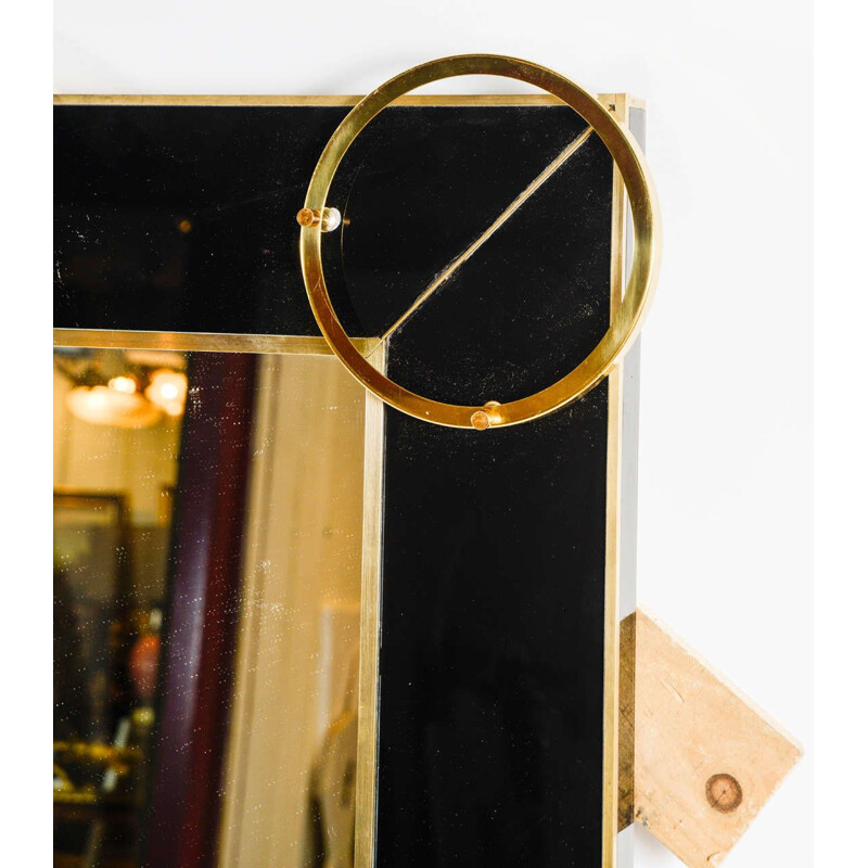 Vintage XXL Italian mirror with decoration in brass 1980