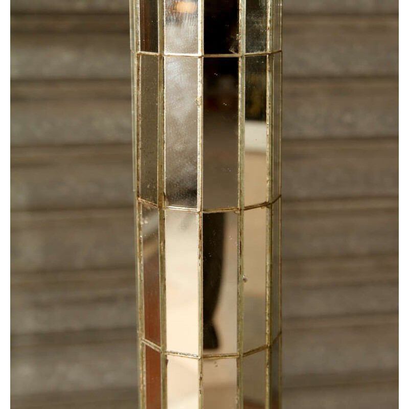 Paire de lampadaires vintage italiens tout en miroir 1970