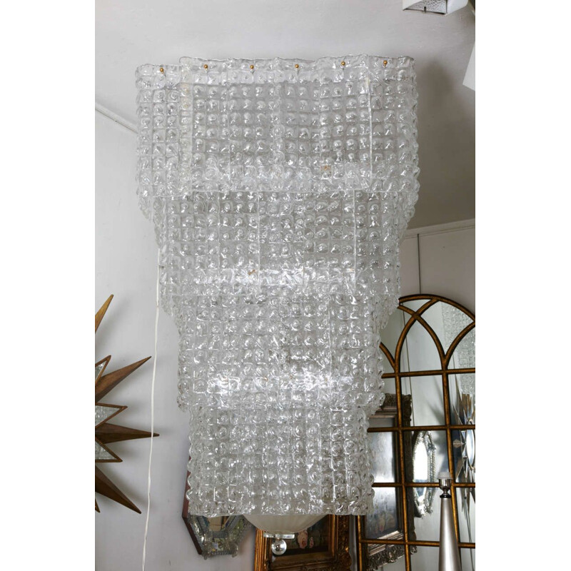 Vintage square chandelier made of Murano glass 1970