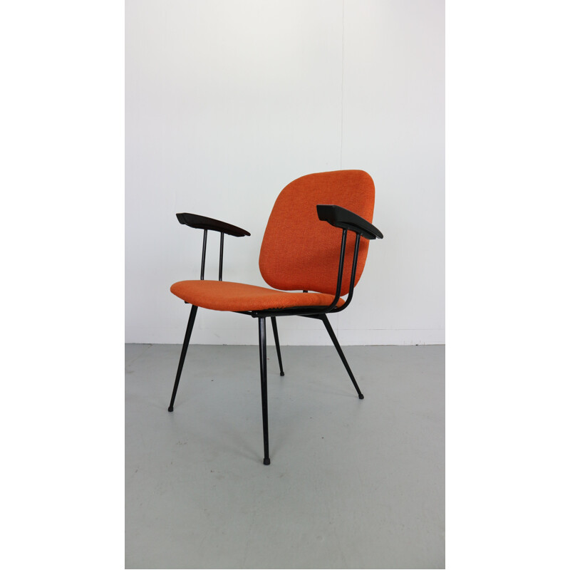 Vintage orange armchair in metal and bakelite