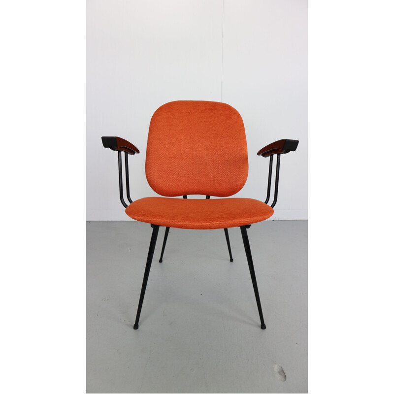 Fauteuil orange vintage en métal et bakélite