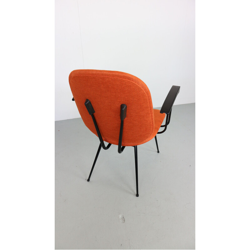 Vintage orange armchair in metal and bakelite