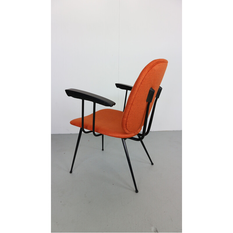 Vintage orange armchair in metal and bakelite