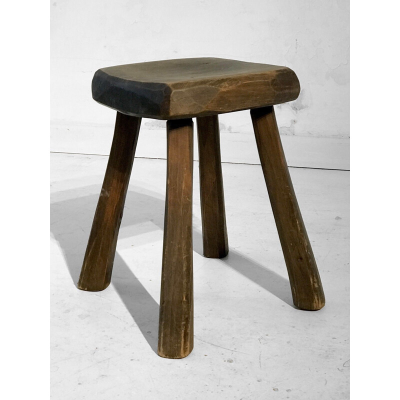 Set of 2 vintage stools in solid wood