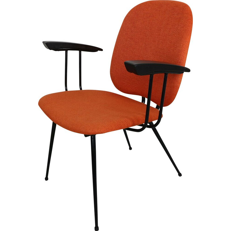 Vintage orange armchair in metal and bakelite