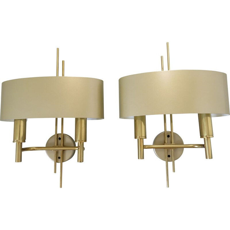 Set of 2 vintage Italian golden wall lamps