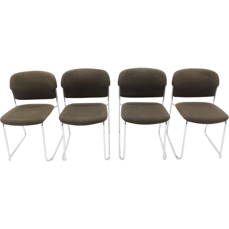 Set of 4 vintage chairs in metal by Gerd Lange for Drabert