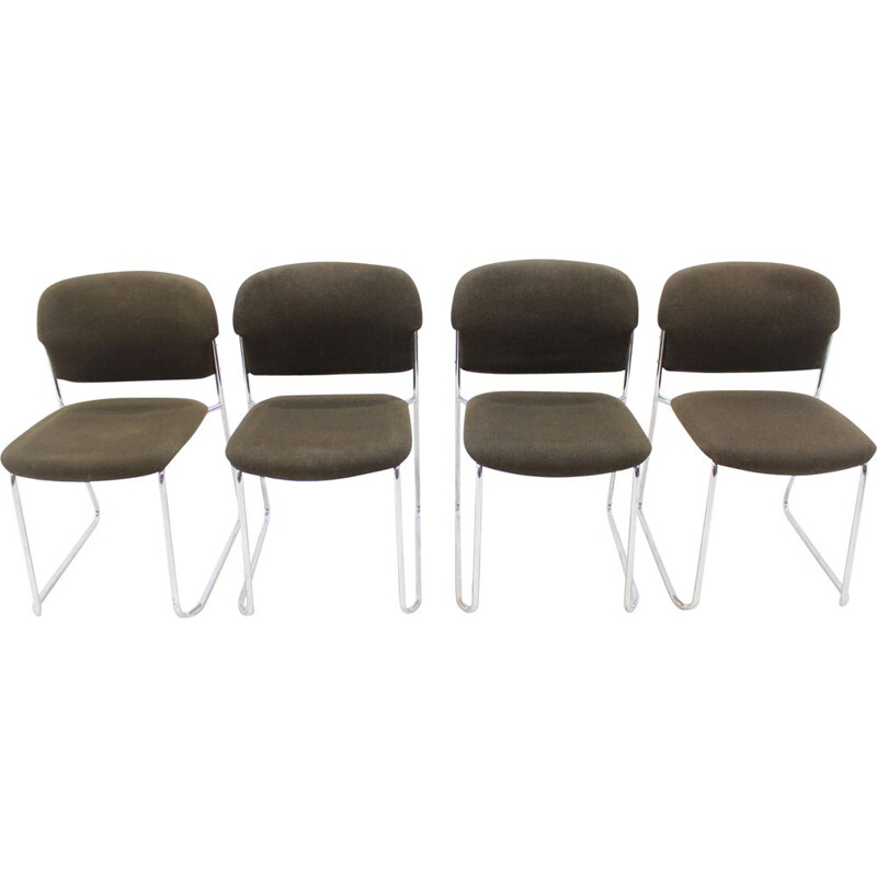 Set of 4 vintage chairs in metal by Gerd Lange for Drabert