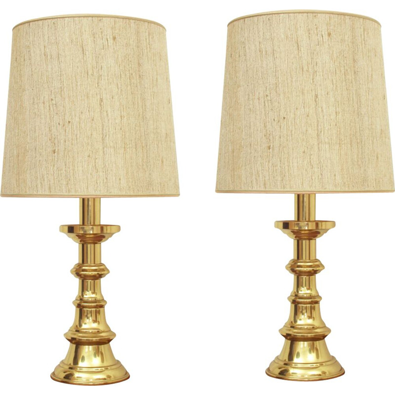 Set of 2 vintage German table lamps in brass by Kaiser Leuchten
