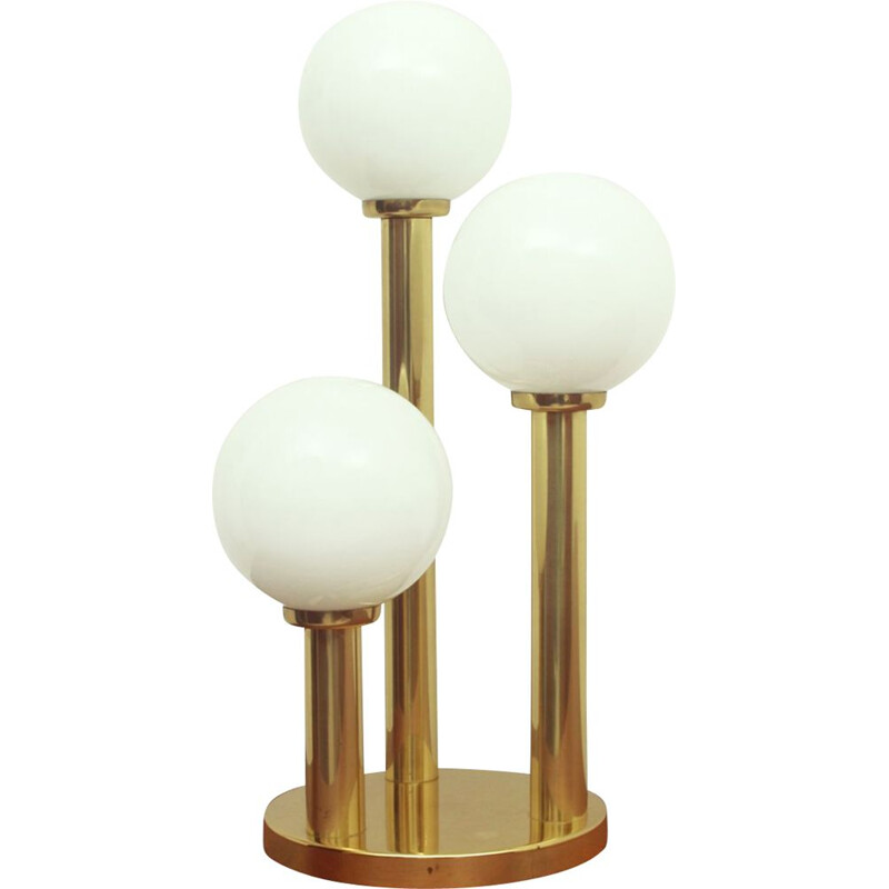 Vintage table lamp in brass and opaline