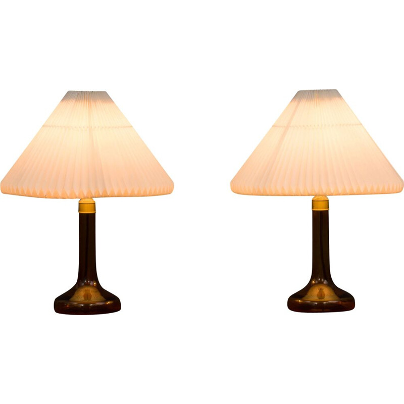 Set of 2 table lamps by  Holmegaard with Le Kilnt shades