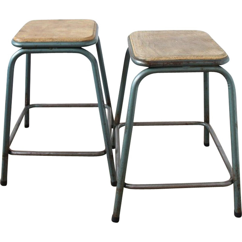 Set of 2 industrial stools by Gaston Cavaillon for Mullca