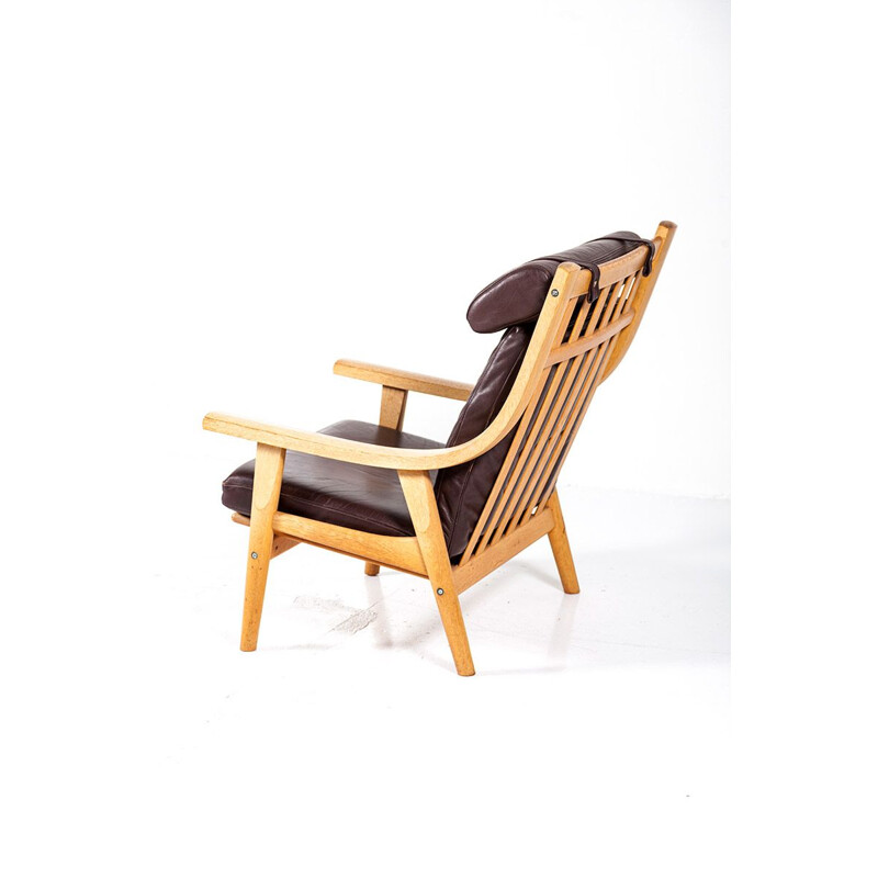 Fauteuil haut dossier vintage "GE 530" par Hans Wegner pour Getama