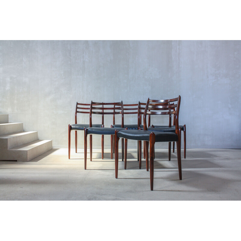 Set of 6 vintage dining chairs "Model 78" in rosewood by Niels O. Møller for J. L. Møllers Møbelfabrik