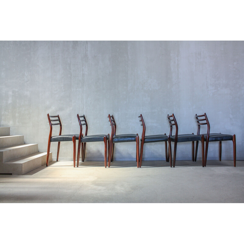 Set of 6 vintage dining chairs "Model 78" in rosewood by Niels O. Møller for J. L. Møllers Møbelfabrik