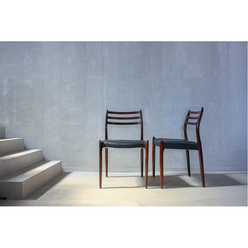 Set of 6 vintage dining chairs "Model 78" in rosewood by Niels O. Møller for J. L. Møllers Møbelfabrik