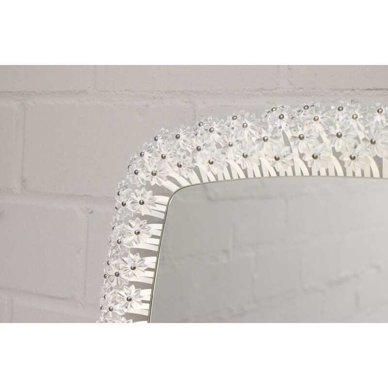 Vintage illuminated mirror with glass flowers by Emil Stejnar for Rupert Nikoll