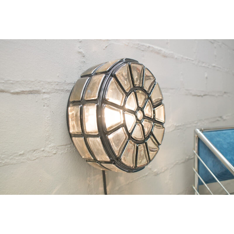 Set of 2 wall lamps in Iron and Glass