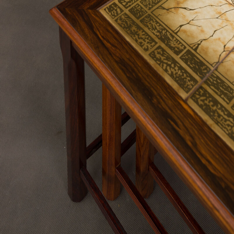 Set of 3 Danish nesting tables with tiles