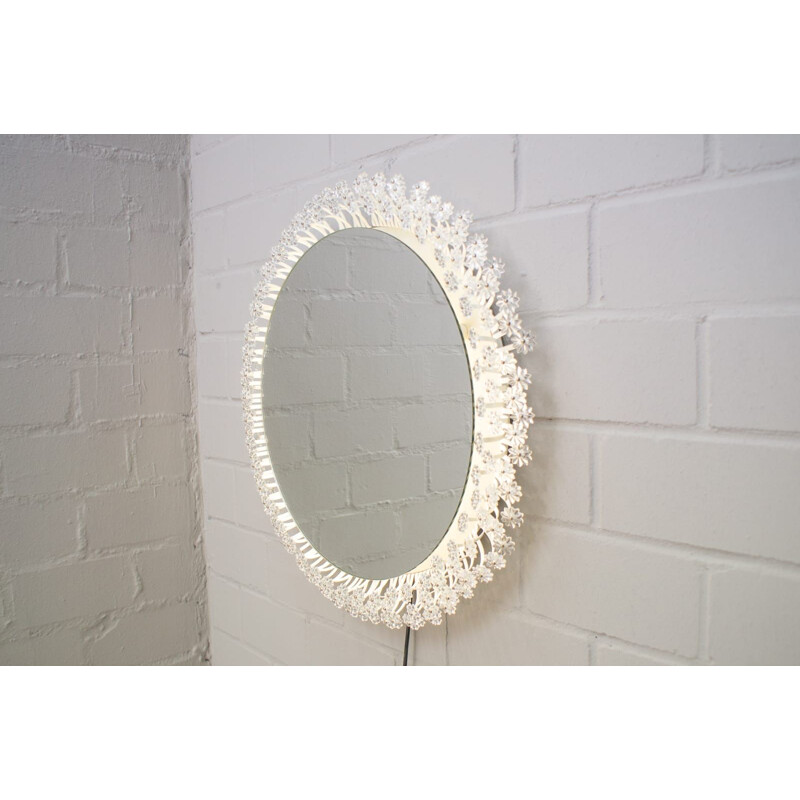 Vintage glass wall mirror with glass flowers by Emil Stejnar for Rupert Nikoll