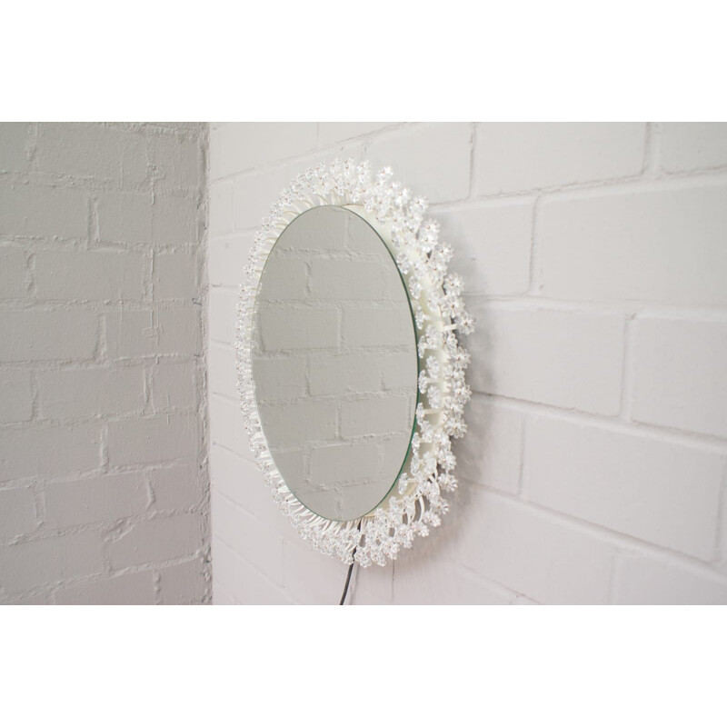 Vintage glass wall mirror with glass flowers by Emil Stejnar for Rupert Nikoll