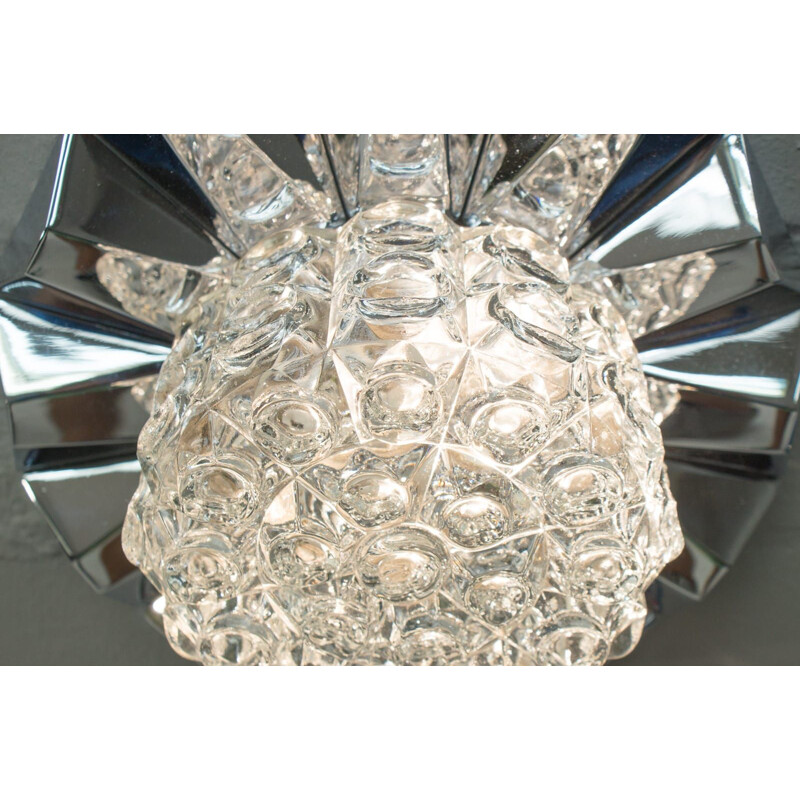 Vintage wall sconce in chrome and 3D structured glass