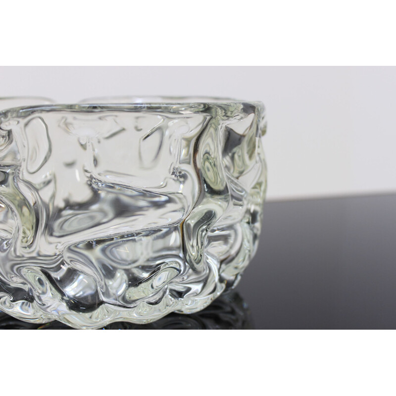 Vintage ashtray in pure metallurgical glass by Pavel Hlava for Novy Bor, Czechoslovakia