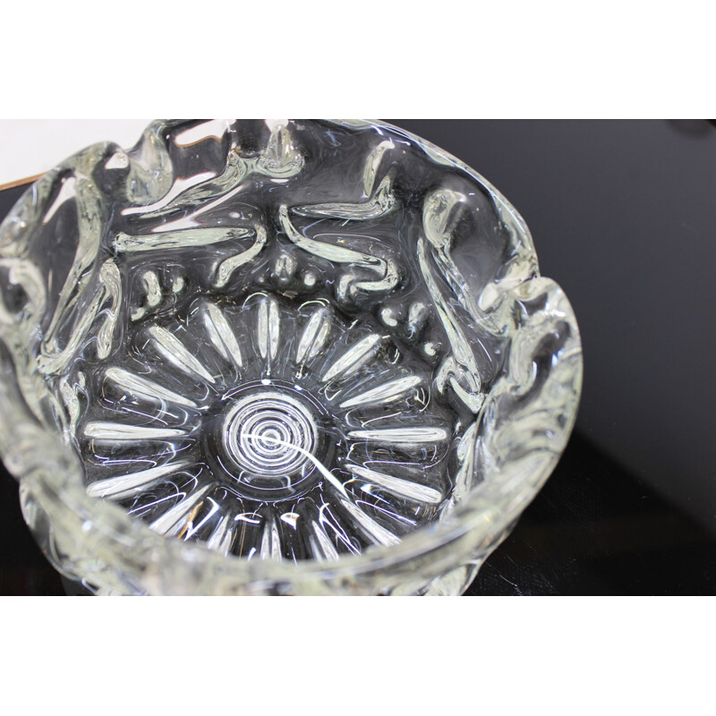 Vintage ashtray in pure metallurgical glass by Pavel Hlava for Novy Bor, Czechoslovakia