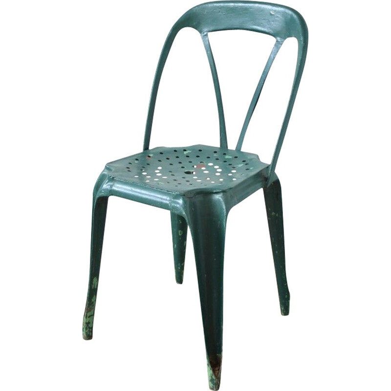 Set of 6 vintage dark green chairs by Joseph Mathieu