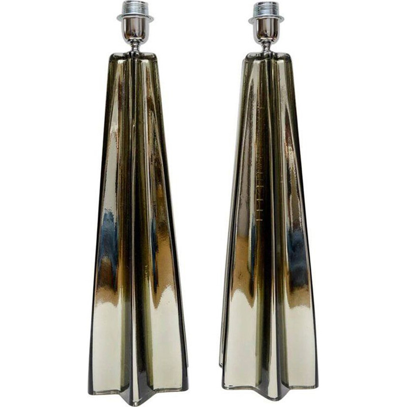 Vintage set of 2 Murano glass lamps