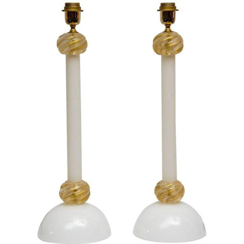 Suite de 2 lampes vintage en verre de Murano