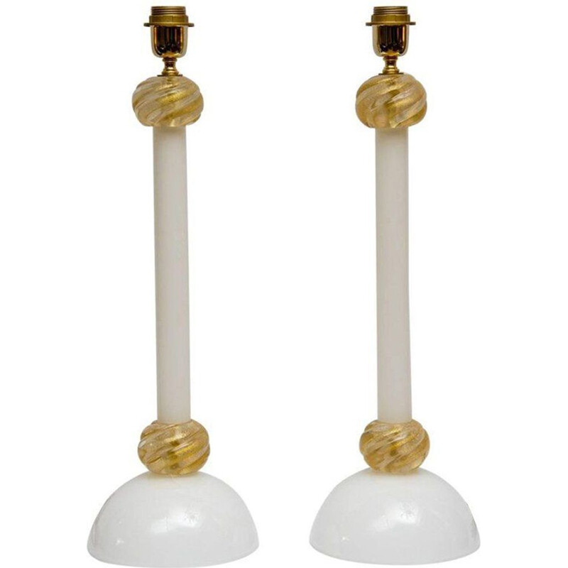 Vintage set of 2 Murano glass lamps