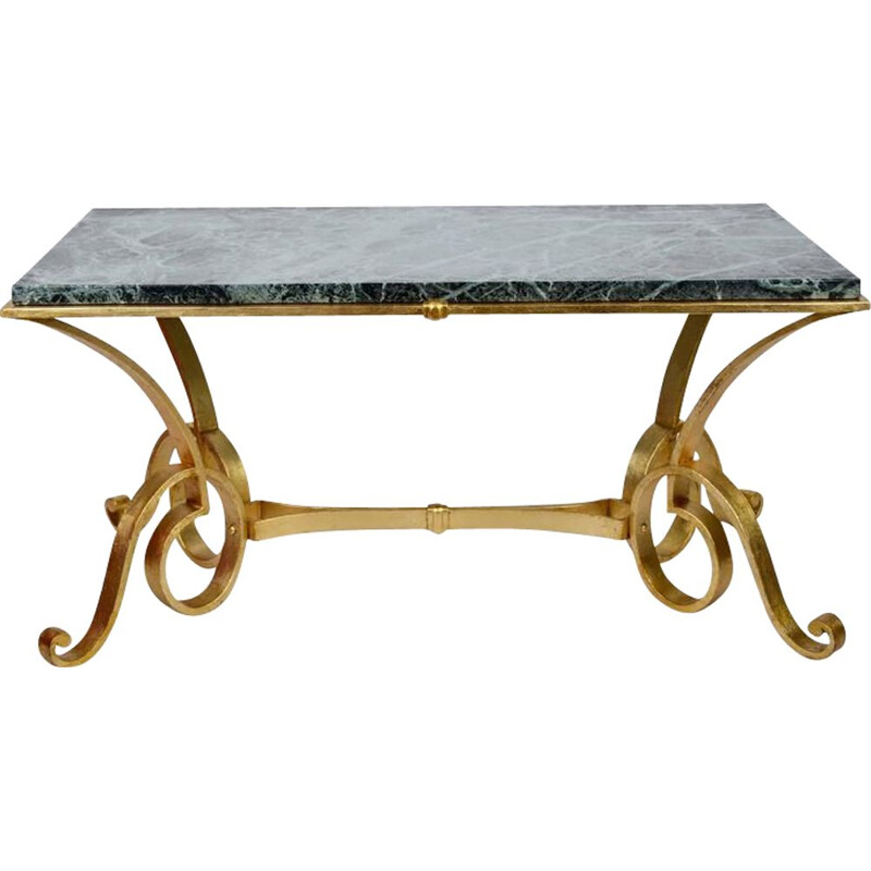 Vintage gilded coffee table in iron and marble