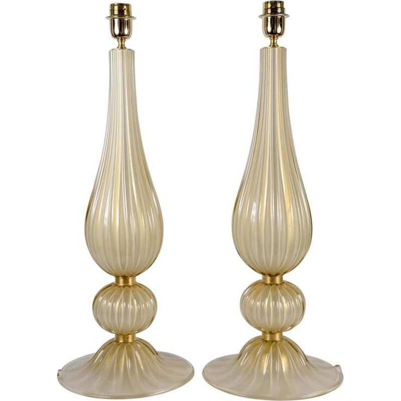 Vintage set of 2 lamps in Murano glass