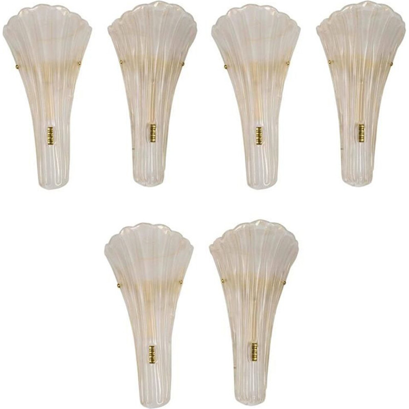 Set of 4 vintage wall lights in Murano glass