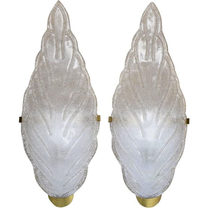 Set of 2 vintage wall lights in Murano glass