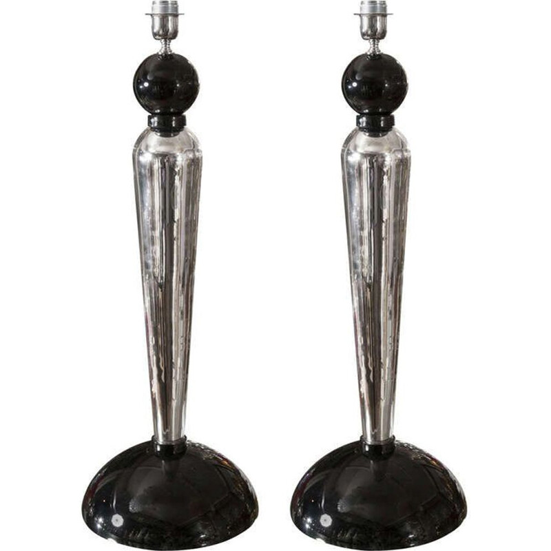 Pair of vintage lamps signed Toso in Murano glass