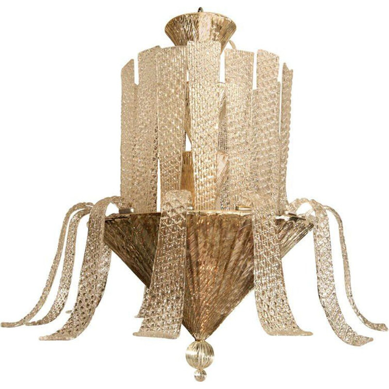 Vintage golden chandelier in Murano glass 1970