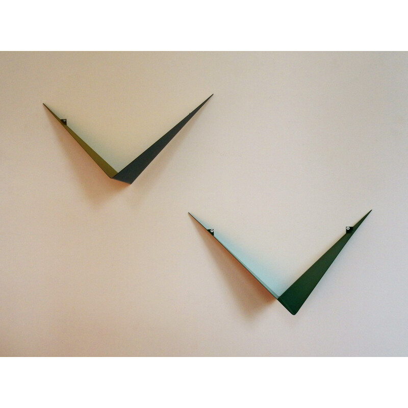 Set of 2 colourful "Butterfly" bookshelves in metal by Poul Cadovius