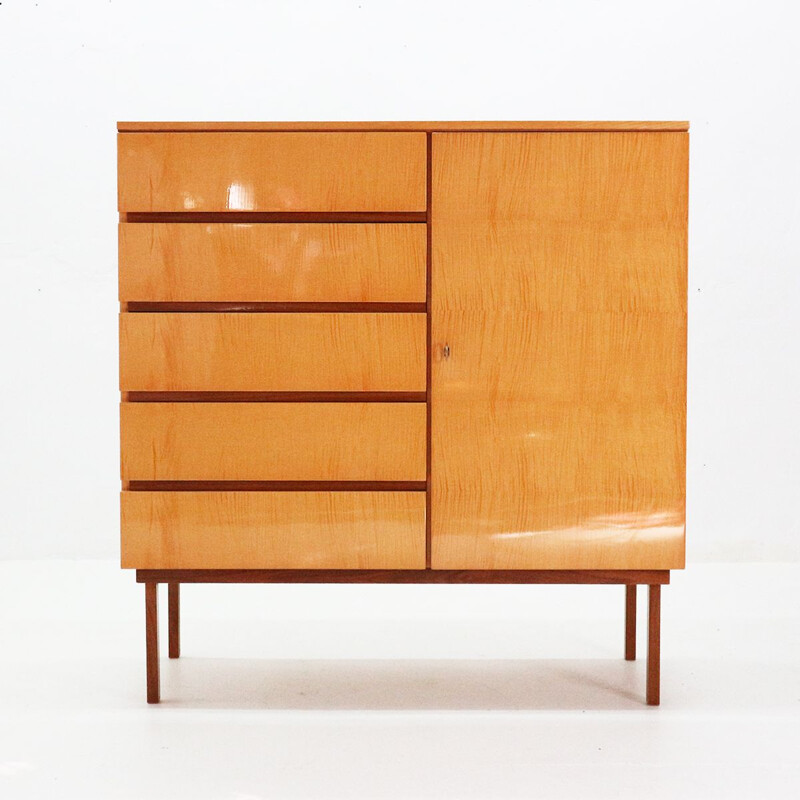 Vintage chest of drawers in Maple and Walnut