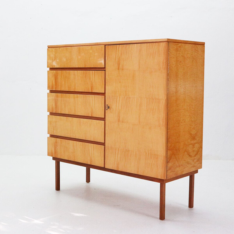 Vintage chest of drawers in Maple and Walnut