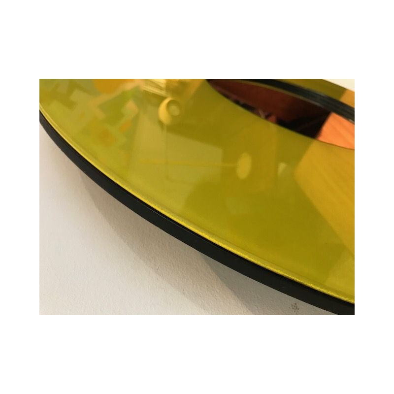 Miroir circulaire vintage jaune pop