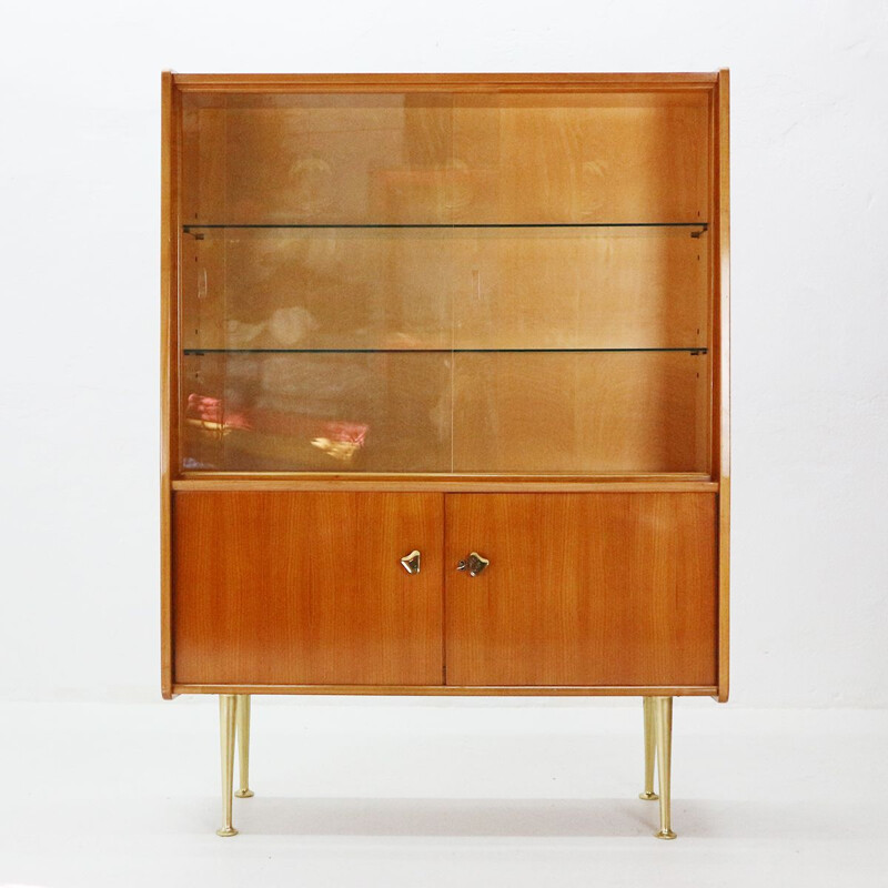 Vintage cherrywood cabinet with brass details