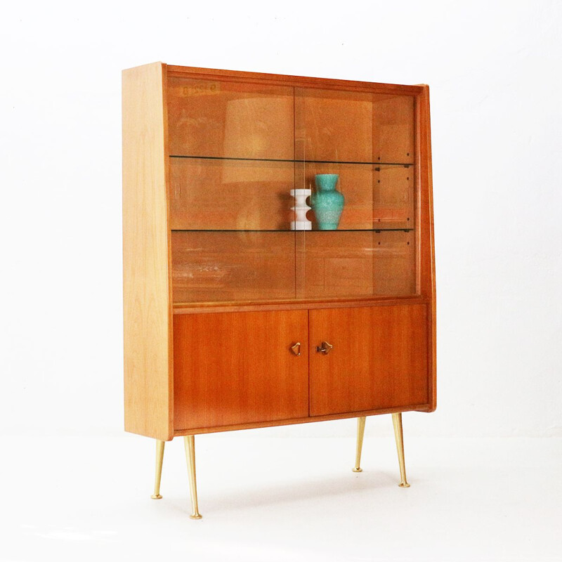 Vintage cherrywood cabinet with brass details