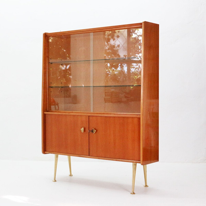 Vintage cherrywood cabinet with brass details